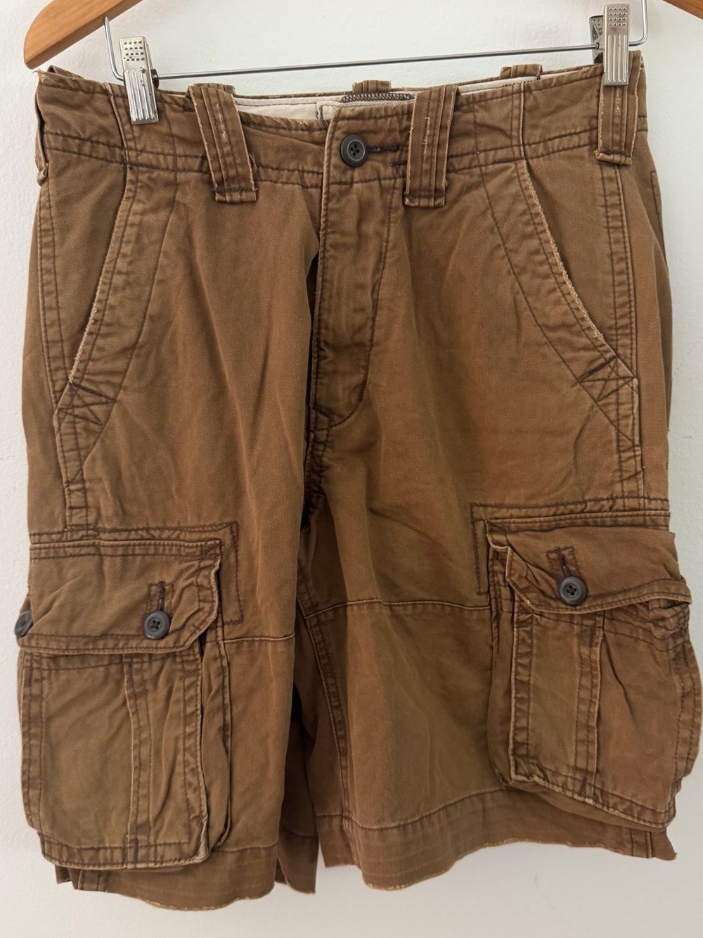 Hollister Cargo Shorts 100% Cotton Tan Men's Long Shorts Size 28